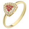 Gold ring with czech garnet and diamond - triangle