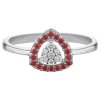 White gold ring with czech garnet and diamond - triangle