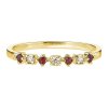 Gold ring with czech garnet and diamond - line
