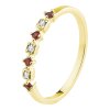 Gold ring with czech garnet and diamond - line