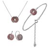 Set of silver jewellery 1473 with czech garnet, rhodium plated - knot