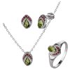 Set of silver jewellery 1445 with czech garnet and moldavit, rhodium plated - drop