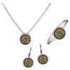 Set of silver jewellery 1444 with czech garnet and moldavit, rhodium plated - circle