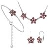 Set of silver jewellery 1406 with czech garnet, rhodium plated - flower