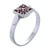 Silver ring with czech garnet, rhodium plated - square                                              