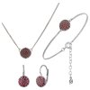 Set of silver jewellery 1427 with czech garnet, rhodium plated - circle