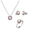 Set of silver jewellery 1461 with czech garnet and pearl, rhodium plated - circle