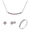 Set of silver jewellery 1470 with czech garnet, rhodium plated - line
