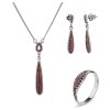 Set of silver jewellery 1432 with czech garnet, rhodium plated - drop