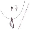 Set of silver jewellery 967 with czech garnet, rhodium plated - wave