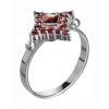 Silver ring with czech garnet, rhodium plated - square                                              