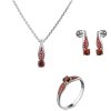 Set of silver jewellery 1454 with czech garnet, rhodium plated