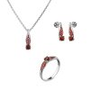 Set of silver jewellery 1454 with czech garnet, rhodium plated