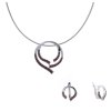 Set of silver jewellery 1315 with czech garnet, rhodium plated - circle