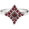 Silver ring with czech garnet, rhodium plated - square                                              