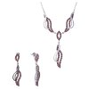 Set of silver jewellery 1249 with czech garnet, rhodium plated - wave