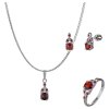 Set of silver jewellery 1437 with czech garnet, rhodium plated