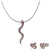 Set of silver jewellery 1430 with czech garnet, rhodium plated - animal - snake