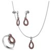 Set of silver jewellery 1421 with czech garnet, rhodium plated - drop