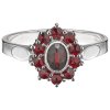Silver ring with czech garnet, rhodium plated - oval                                                