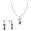 Set of silver jewellery 1246 with czech garnet, rhodium plated - animal - cat
