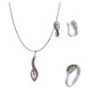 Set of silver jewellery 1228 with czech garnet and moldavit, rhodium plated - wave