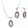 Set of silver jewellery 1204 with czech garnet, rhodium plated - oval