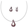 Set of silver jewellery 1192 with czech garnet and pearl, rhodium plated - wave