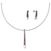 Set of silver jewellery 866 with czech garnet and pearl, rhodium plated - line