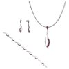 Set of silver jewellery 1084 with czech garnet, rhodium plated - wave