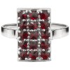 Silver ring with czech garnet, rhodium plated - rectangle                                           