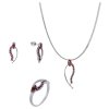 Set of silver jewellery 983 with czech garnet, rhodium plated - wave