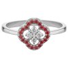 White gold ring with czech garnet and diamond