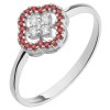 White gold ring with czech garnet and diamond