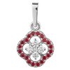 White gold pendant with czech garnet and diamond