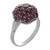 Silver ring with czech garnet, rhodium plated - raspberry                                           