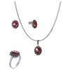 Set of silver jewellery 495 with czech garnet, rhodium plated - oval