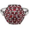 Silver ring with czech garnet, rhodium plated - raspberry                                           