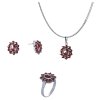 Set of silver jewellery 348 with czech garnet, rhodium plated - oval