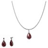 Set of silver jewellery 1071 with czech garnet, rhodium plated - drop