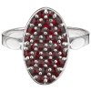 Silver ring with czech garnet, rhodium plated - oval                                                