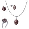 Set of silver jewellery 86 with czech garnet, rhodium plated - oval