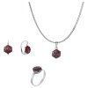 Set of silver jewellery 164 with czech garnet, rhodium plated - raspberry