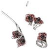 Set of silver jewellery 531 with czech garnet, rhodium plated -calla