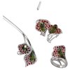 Set of silver jewellery 531 with czech garnet and moldavit, rhodium plated -calla