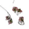 Set of silver jewellery 531 with czech garnet and moldavit, rhodium plated -calla