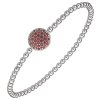 Silver bracelet with czech garnet, rhodium plated - circle
