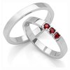White gold wedding rings with czech garnet