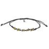 Silver woven bracelet with peridot, rhodium plated