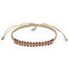 Silver woven bracelet with czech garnet, rhodium plated
